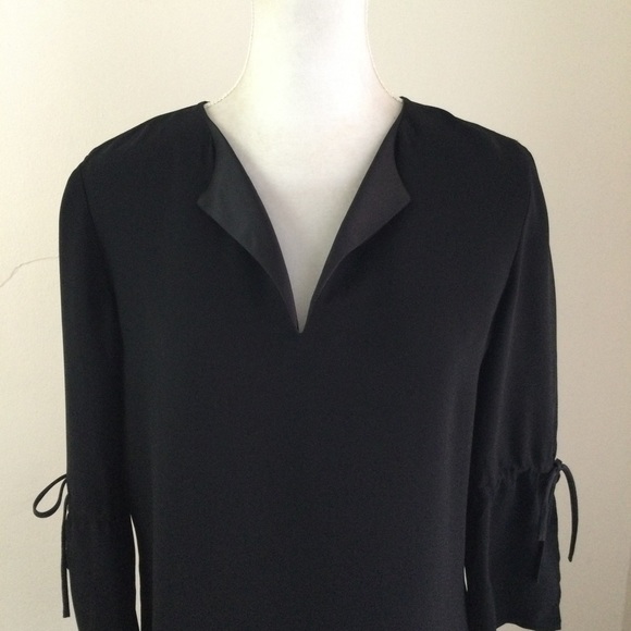 lafayette 148 Blouse Black Silk Top V-Neck Tunic Size S - Picture 4 of 6